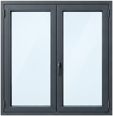 Fenêtre PVC à deux vantaux, double vitrage, coloris gris anthracite